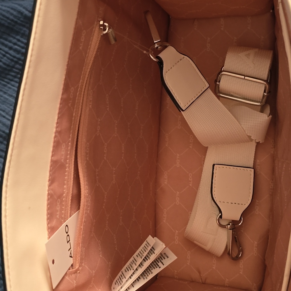 Aldo Pink and White Satchel with Structured Design - Picture 6 of 8